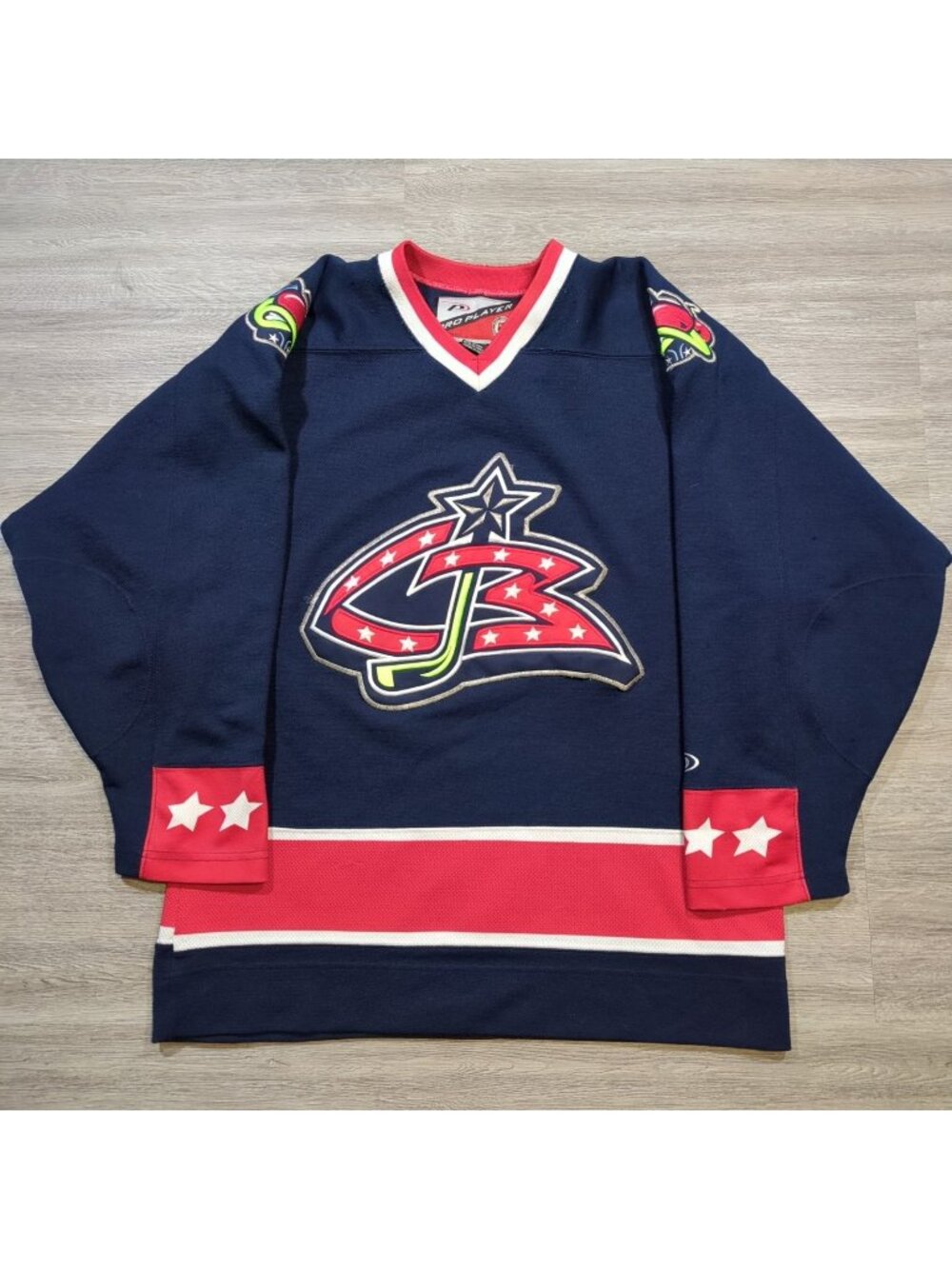Vintage Pro Player Columbus Blue Jackets Men's Medium Jersey Blue Hockey NHL